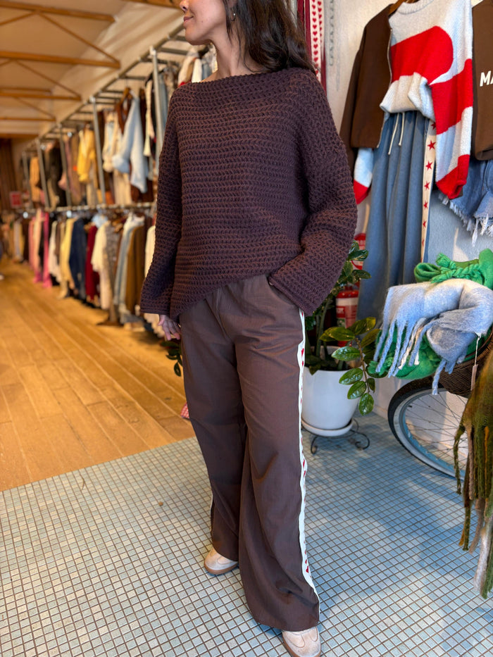 Chunky Boho Knit Top - Chocolate Brown