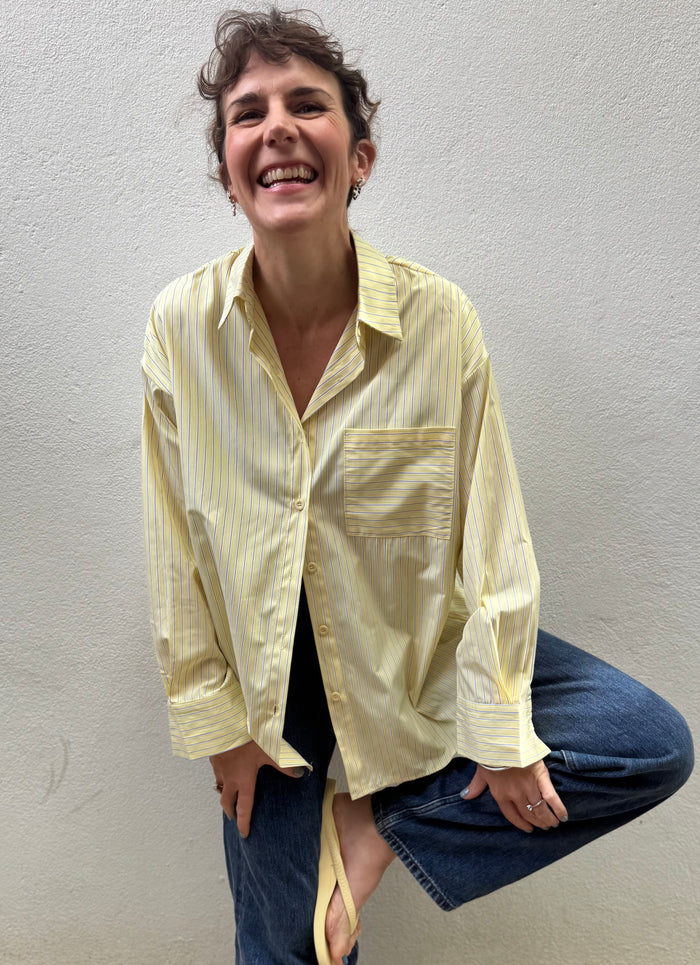 Lemon Stripe Oversized Cotton Shirt – By Frankie