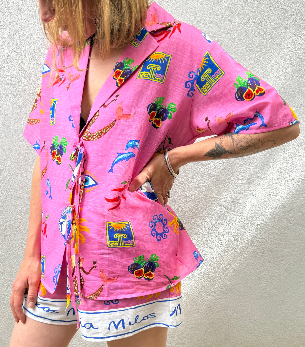 Greek Island Printed Cotton Shorts – By Frankie