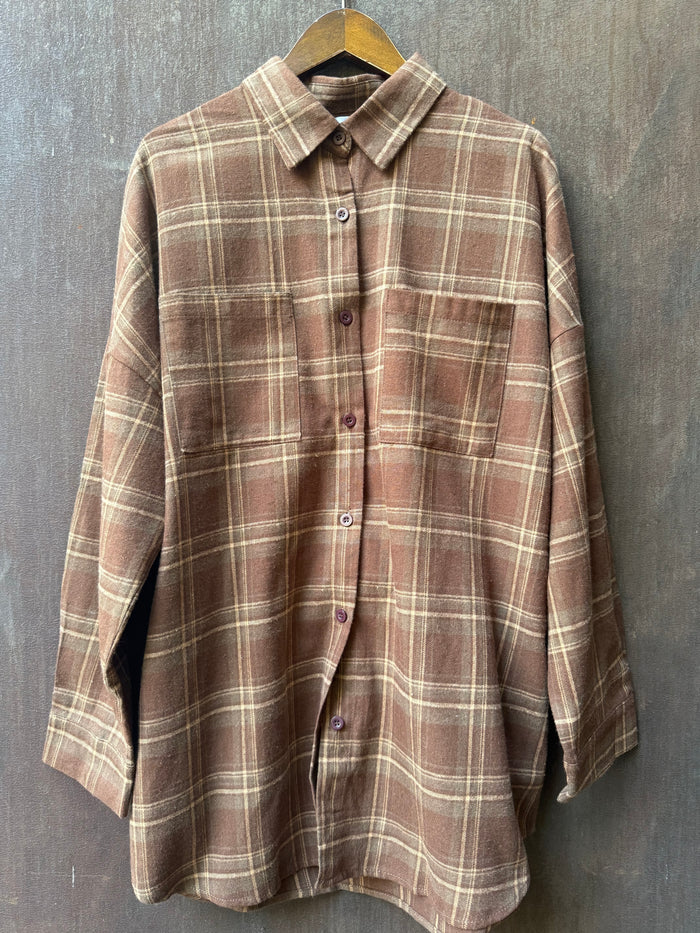 Western Flannel Shirt - Chocolate Brown/ By Frankie