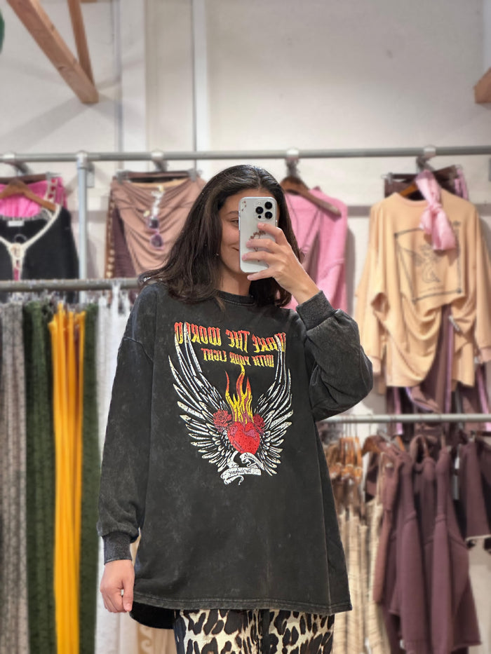 Burning Heart Long Sleeve Top - By Frankie