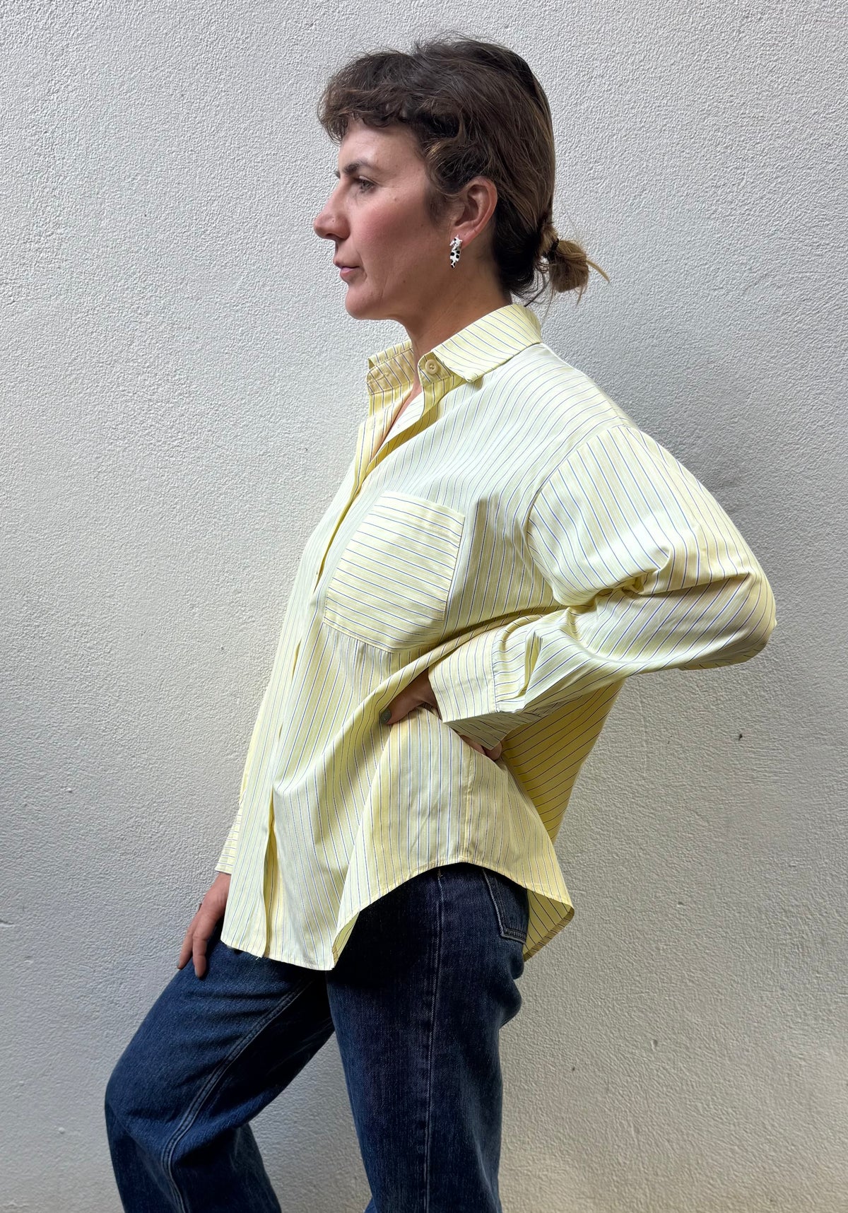 Lemon Stripe Oversized Cotton Shirt – By Frankie