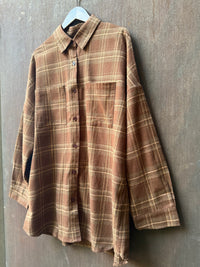 Western Flannel Shirt - Chocolate Brown/ By Frankie