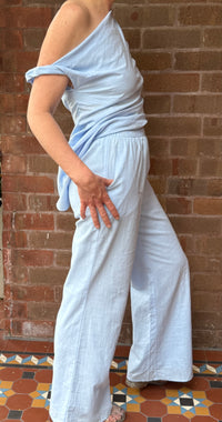 Baby Blue Straight-Leg Cotton Pants – By Frankie