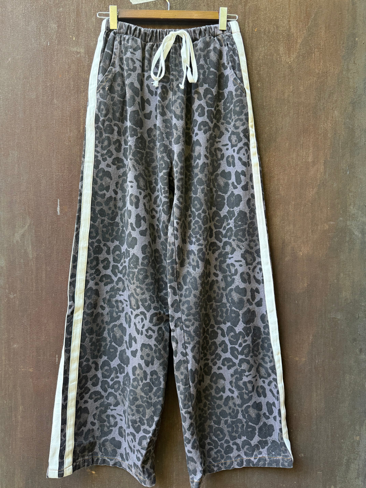 Washed Purple Leopard Racer Jean - White Stripe / By Frankie
