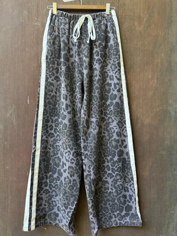 Washed Purple Leopard Racer Jean - White Stripe / By Frankie