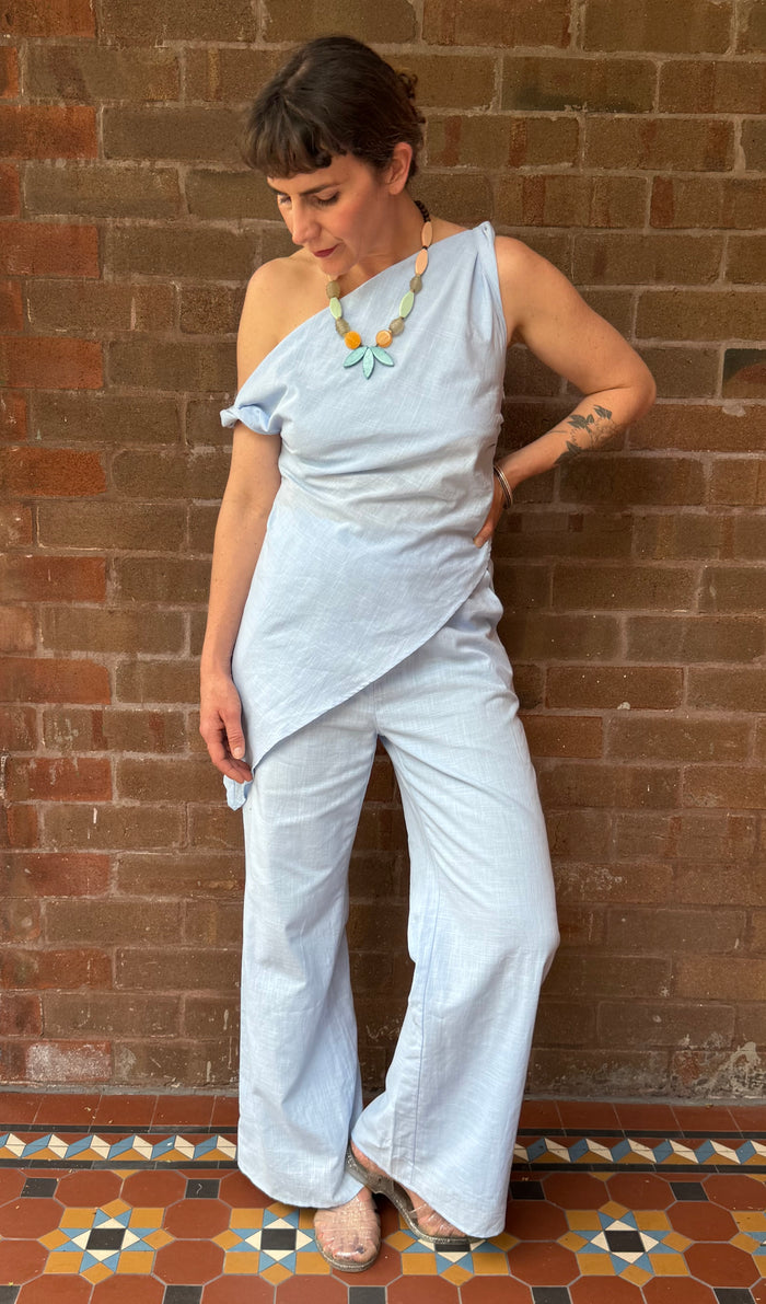 Baby Blue Off-Shoulder Cotton Top – By Frankie