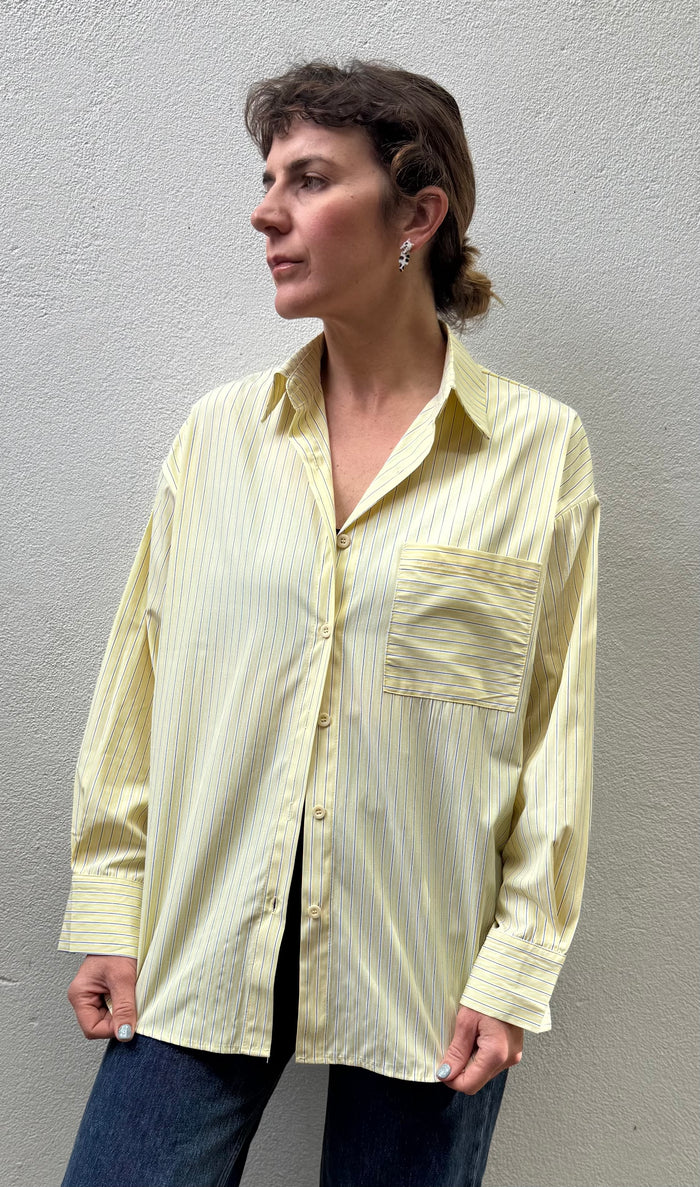Lemon Stripe Oversized Cotton Shirt – By Frankie