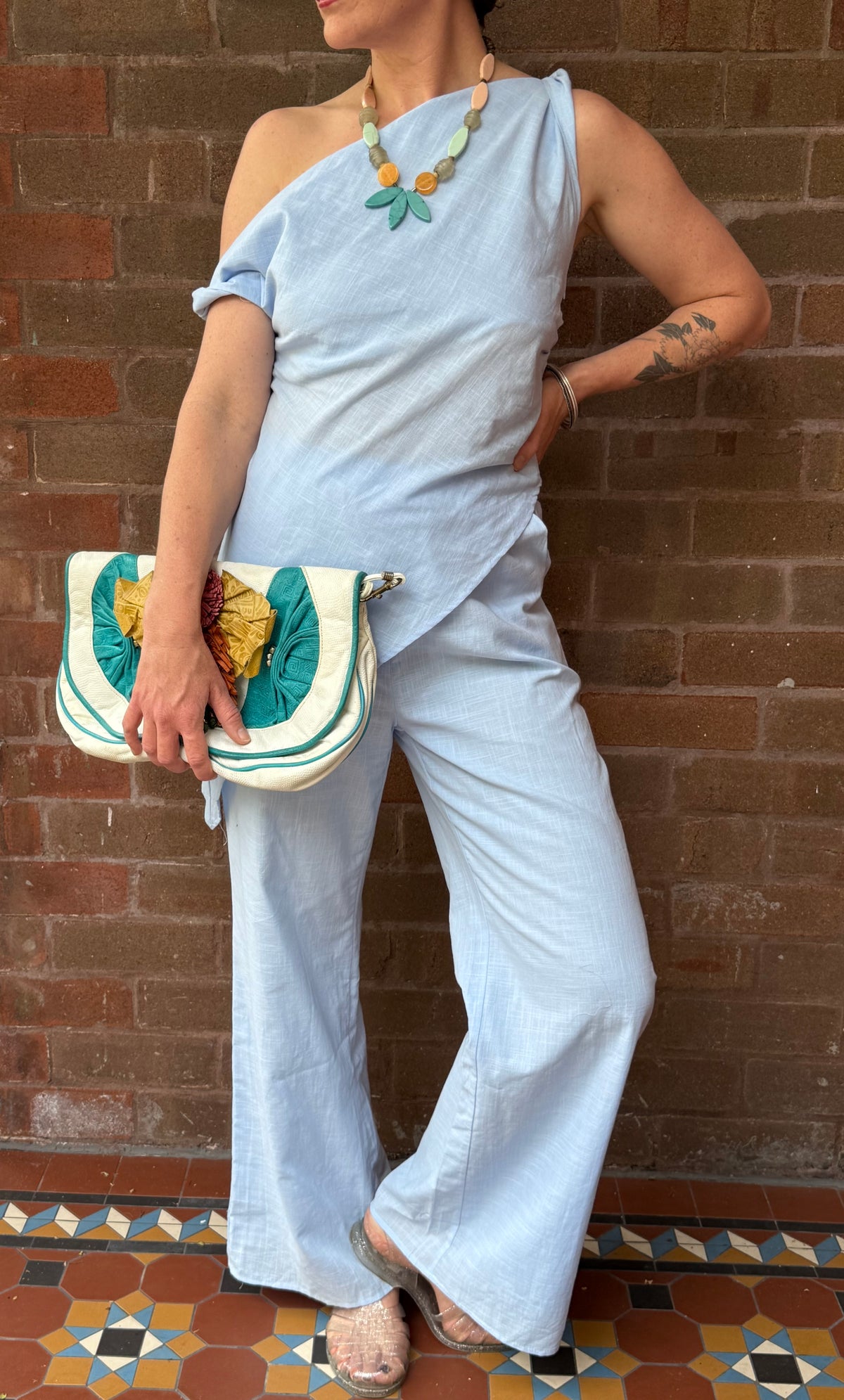 Baby Blue Straight-Leg Cotton Pants – By Frankie