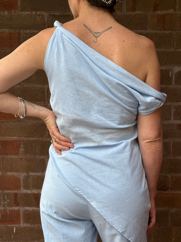Baby Blue Off-Shoulder Cotton Top – By Frankie