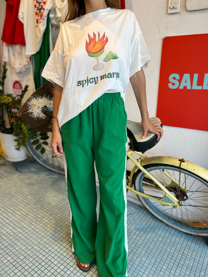 Racer Linen Pant- Green/ By Frankie