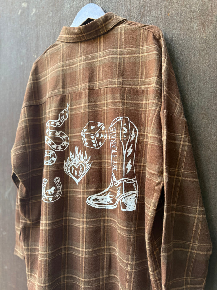 Western Flannel Shirt - Chocolate Brown/ By Frankie