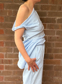 Baby Blue Straight-Leg Cotton Pants – By Frankie