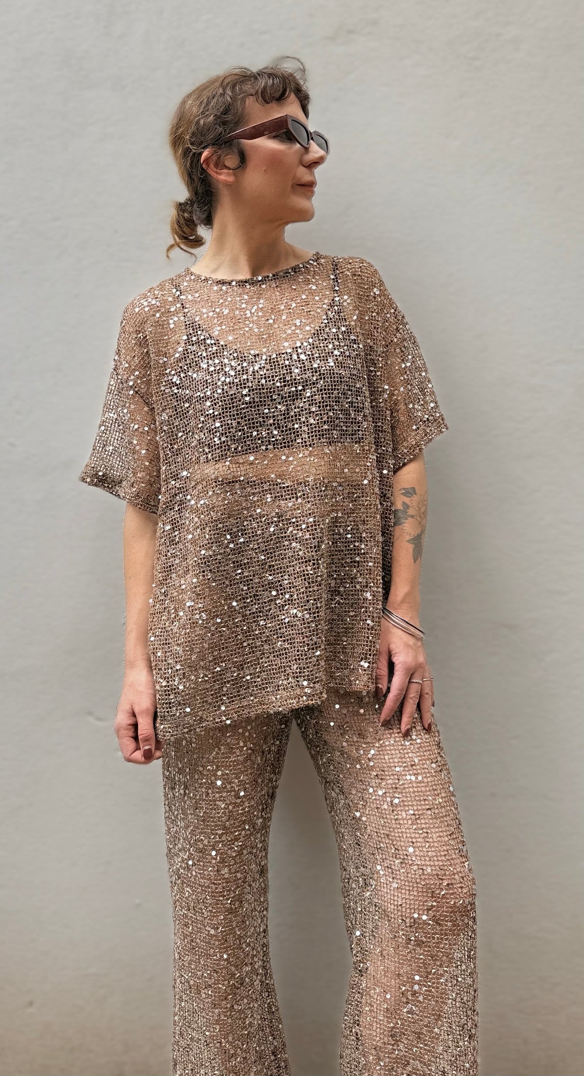 Oversized Sequin Top - Mocha - By Frankie