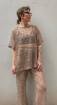 Oversized Sequin Top - Mocha - By Frankie