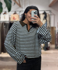 Varsity Stripe Polo Top