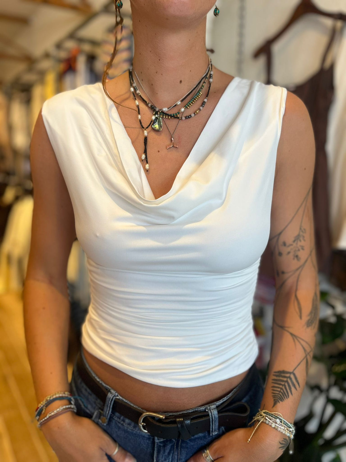 Cross Back Top – White