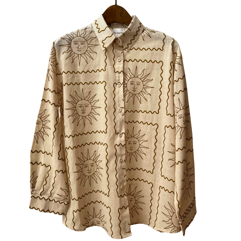 Aztec Sun Linen Shirt / Beige
