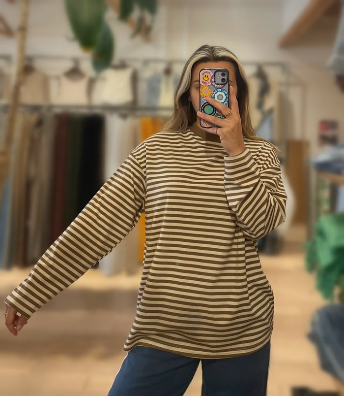 Brown & Cream Stripe Long Sleeve – By Frankie