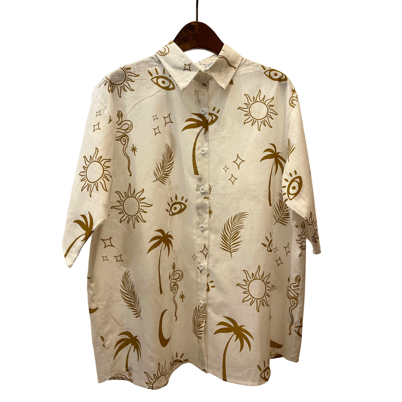 Its a Jungle Out there Set! By Frankie Shirt Set / White/Beige Print