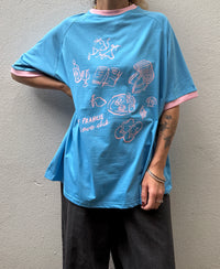 Picnic Graphic Ringer Tee - Blue - By Frankie