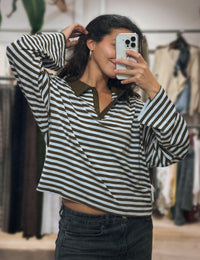 Varsity Stripe Polo Top