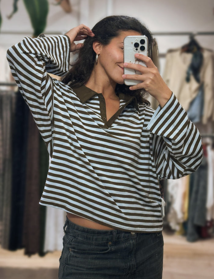 Varsity Stripe Polo Top