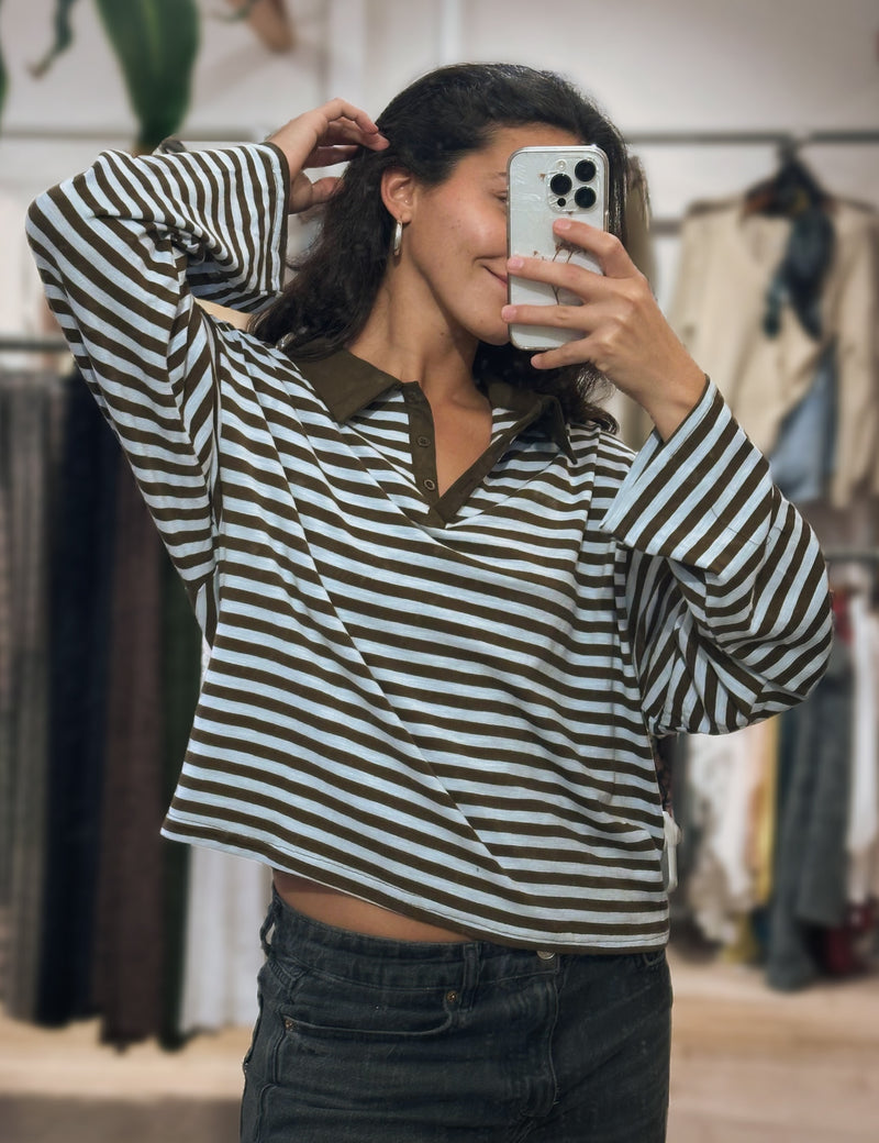 Varsity Stripe Polo Top