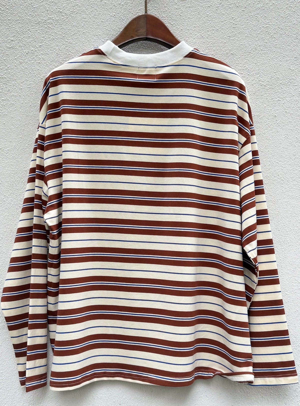 Cream with Cobalt & Choc Retro Striped Long Sleeve Top – By Frankie
