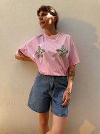 Diamanté Starfish Graphic Tee - Pink - By Frankie