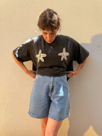 Diamanté Starfish Graphic Tee – Washed Black - By Frankie