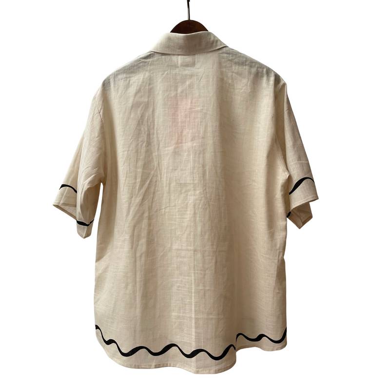 Snake Print Linen Shirt / Beige