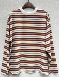 Cream with Cobalt & Choc Retro Striped Long Sleeve Top – By Frankie