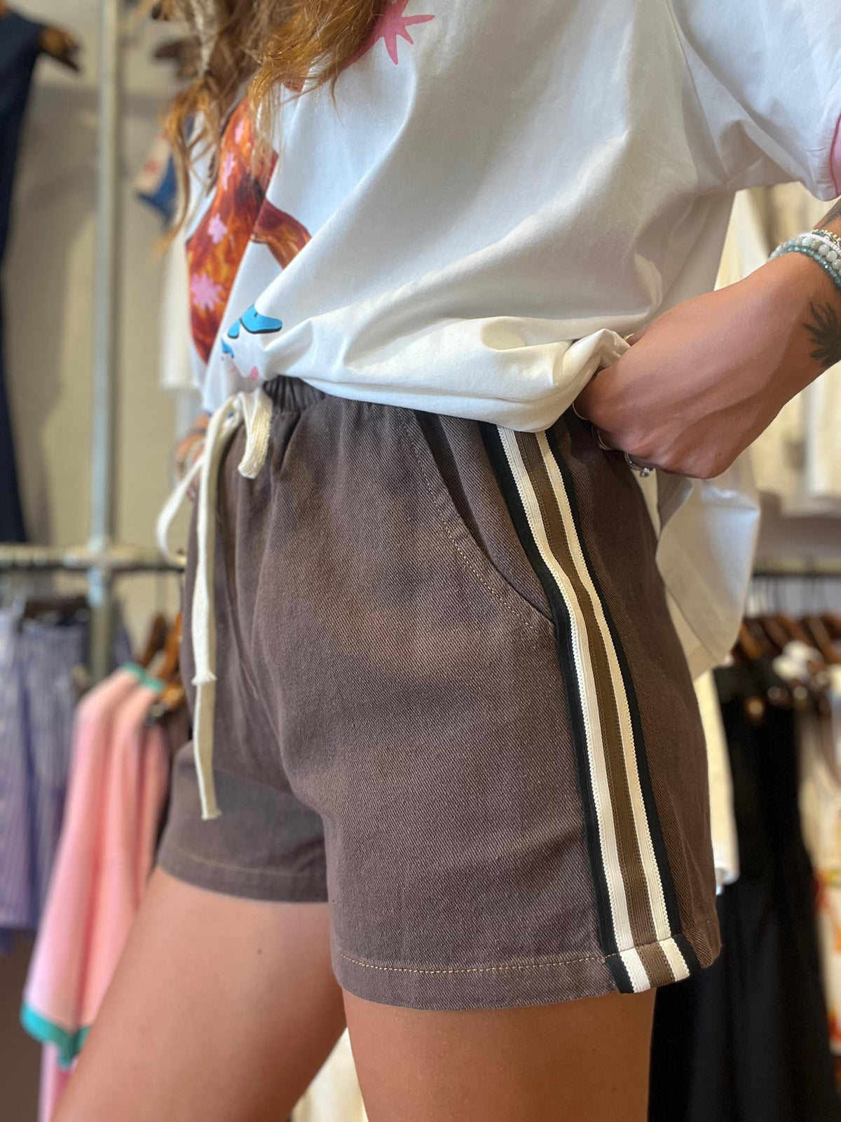 Chocolate Denim Racer Shorts – By Frankie