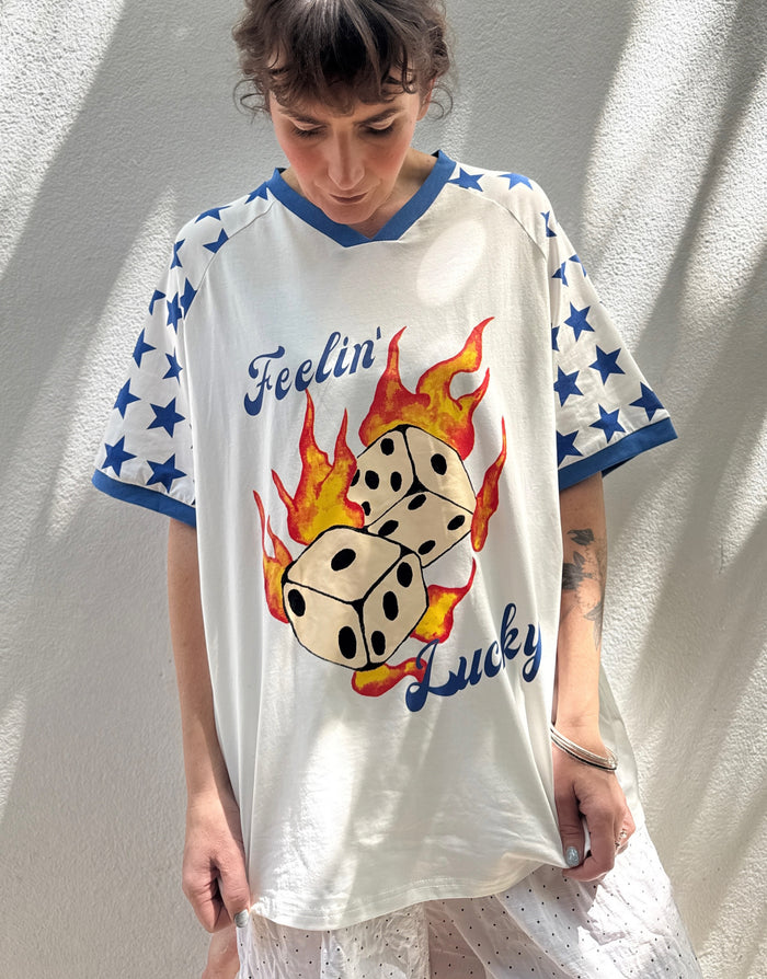 Lucky Dice V-Neck Graphic Tee – By Frankie