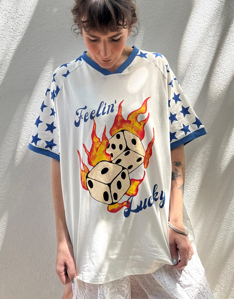 Lucky Dice V-Neck Graphic Tee – By Frankie