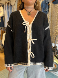 Tie Up Cardi - Black