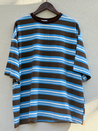 Blue & Choc Brown Stripe Oversized Tee – By Frankie