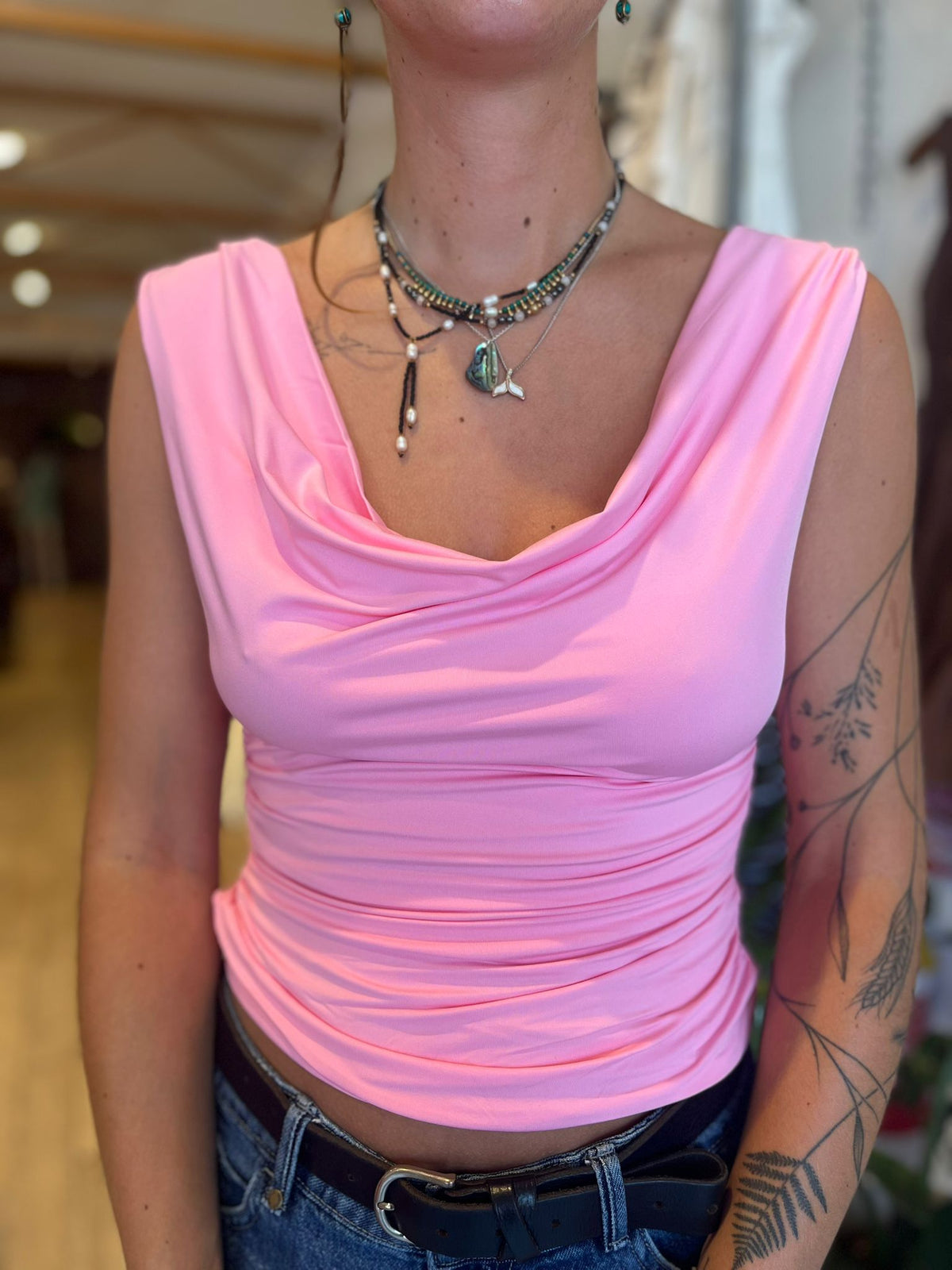 Cross Back Top – Pink