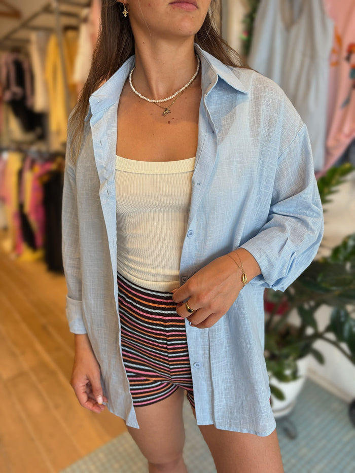 Baby Blue Long Sleeve Cotton Shirt – By Frankie