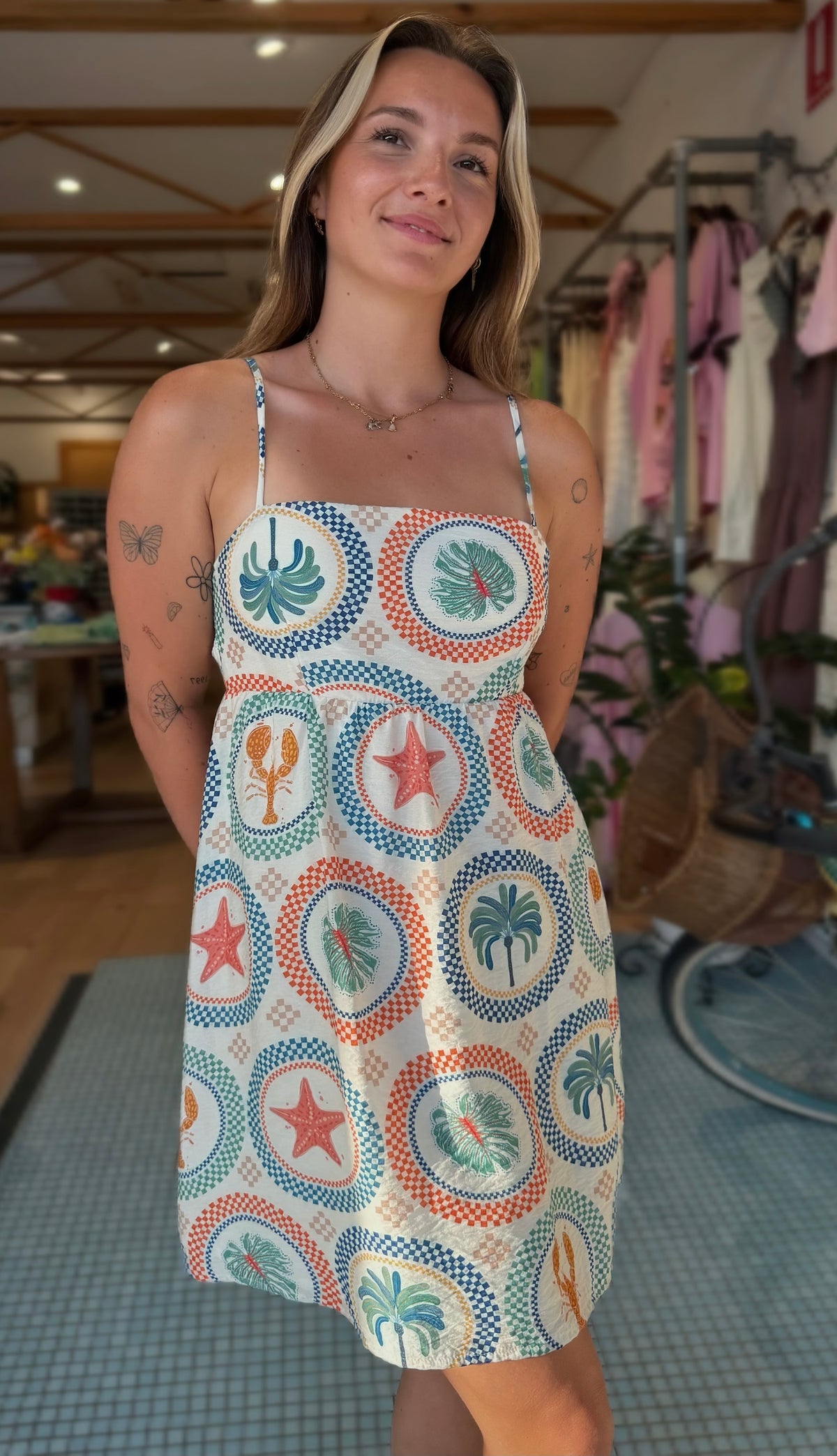 Starfish & Palm Double-Tie Mini Dress