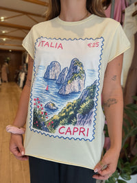 Italia Postcard Graphic Tee - Washed yellow