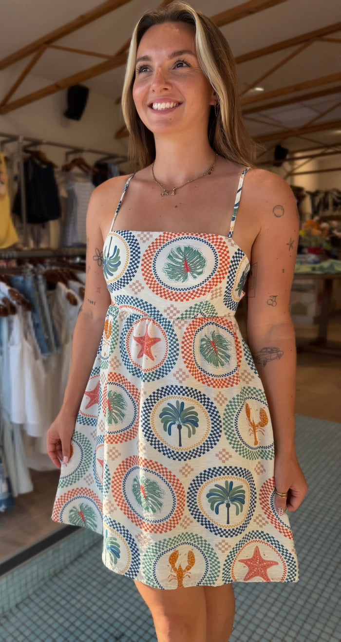 Starfish & Palm Double-Tie Mini Dress