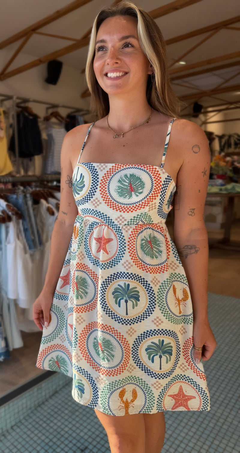 Starfish & Palm Double-Tie Mini Dress