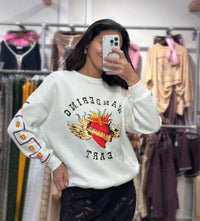 By Frankie / Wandering Hearts Fleece Jumper - White