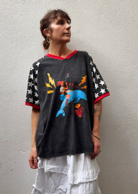 Giddy Up Graphic Tee – Washed Black / Raspberry – By Frankie