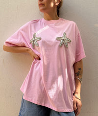 Diamanté Starfish Graphic Tee - Pink - By Frankie