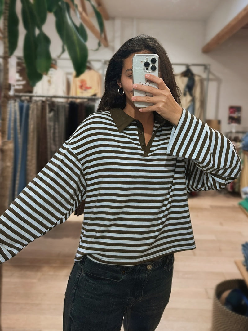 Varsity Stripe Polo Top