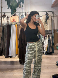 By Frankie Light Camo Heart Racer Jeans - Black Heart Side Stripe