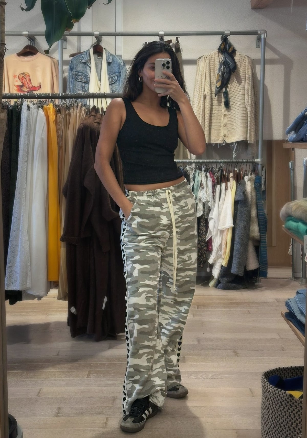 By Frankie Light Camo Heart Racer Jeans - Black Heart Side Stripe